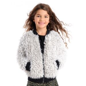 Appaman Girls sz 6 Black and White Faux Fur Jacket